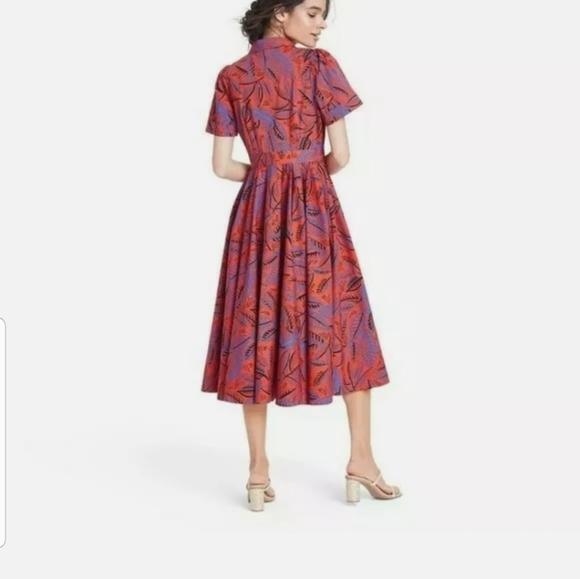 Alexis X Target Tropical Leaf Short Sleeve Shirtdress - Medium - Picture 2 of 7